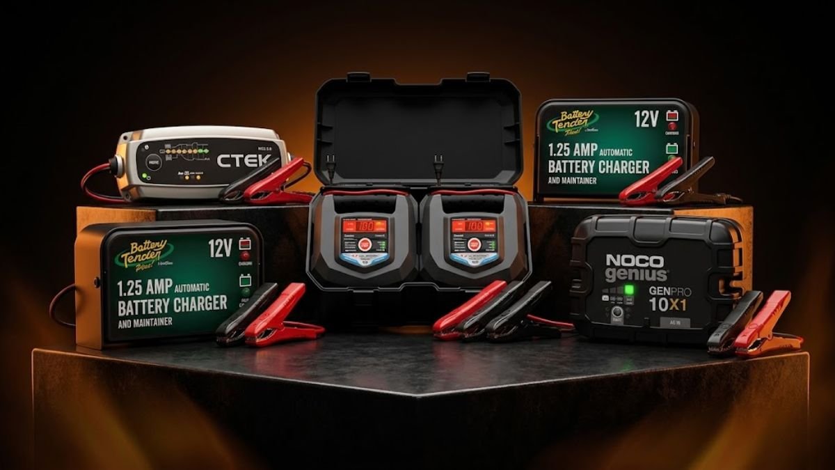 Five car accessories products arranged together for comparison