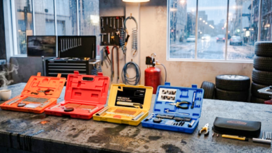 Tire repair kits for flat tires featuring five roadside emergency options